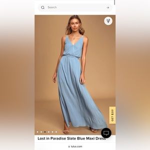Lulu’s Lost in Paradise Slate Blue Maxi Dress XS